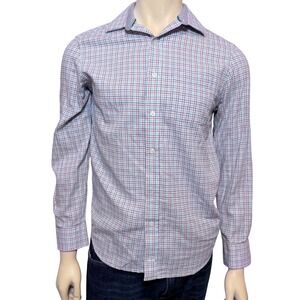 Johnston & Murphy Mens Small LS Button Down Shirt Multi Color Micro Houndstooth